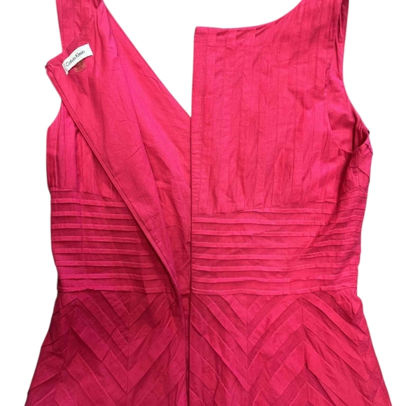 Calvin Klein Pink Ruffled Pleated Dress Size 10 EUC Midi - Picture 7 of 10